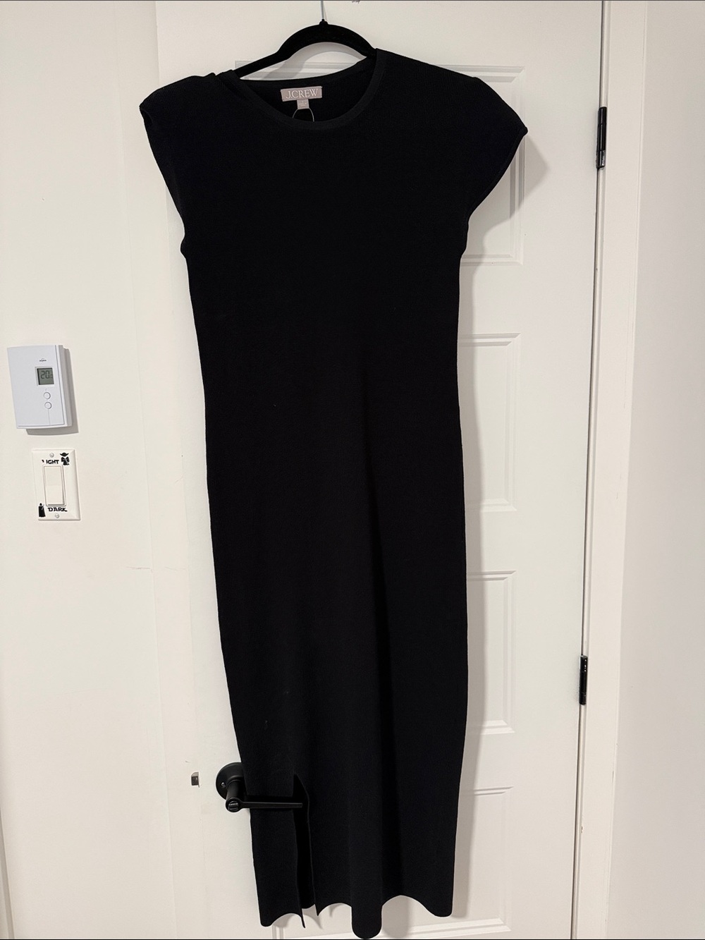J. Crew Black ribbed shoulder pad stretchy  Dress